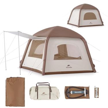 Imagem de Naturehike Tenda inflável portátil para 3 pessoas, PU2000+ casa inflável à prova d'água com bomba manual, tecido Oxford 150D à prova de vento, tendas infláveis com dois foyers para acampamento