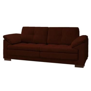 Imagem de Sofá Decorativo Sala de Estar Marselha Fixo 2 Lugares 215cm Couro Conh