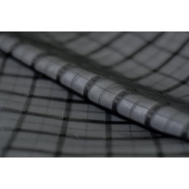 Imagem de Cortina Quarto Voal Xadrez Preto Com Forro Branco 4,00X2,80