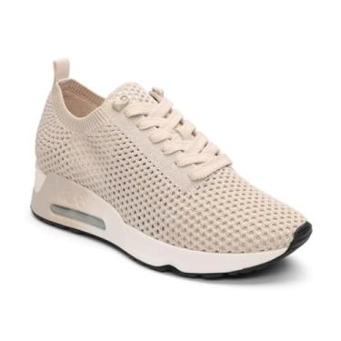 Imagem de ASH Tênis feminino de malha metálica Laika moderno, leve, confortável, com design respirável, Talco, 34