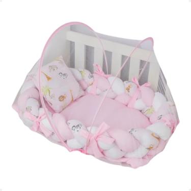 Imagem de Mosquiteiro Tule Elástico Com Ninho Redutor Berço Portátil (Rosa - Safari)