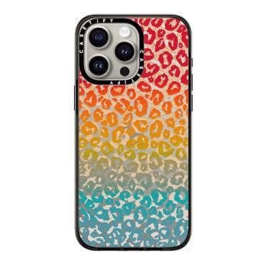 Imagem de CASETiFY Capa compacta para iPhone 15 Pro Max [leve/1,2 m. 2X proteção contra quedas de grau militar/fina] - Cheetah atrevida vibrante arco-íris - preto transparente