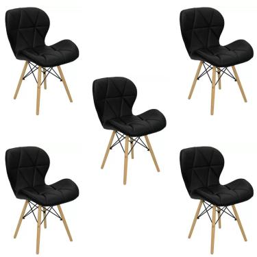 Imagem de Cadeira Estofada Eiffel Slim Wood Pés de Madeira