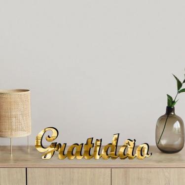 Imagem de Palavra Decorativa Gratidão Dourado - Inove Papéis de Parede