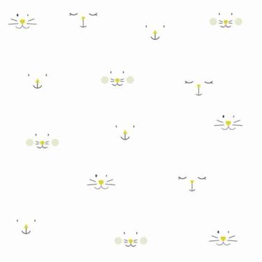 Imagem de Papel de Parede Autocolante Gatinhas Amigas Amarelo 2,70m - Inove Papé