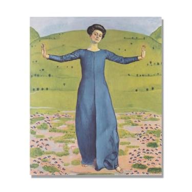 Imagem de NHLDZYH Impressões famosas em tela, reprodução de quadros, quadro de arte de parede em tela para casa. (Canção de Far Away) de Ferdinand Hodler. 60 x 72 cm sem moldura