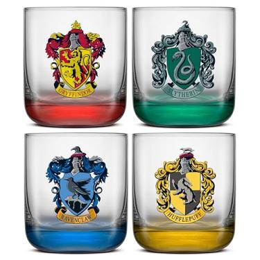 Imagem de JoyJolt Copos curtos Harry Potter House Pride, copos de vidro de 290 ml, conjunto de 4 copos de cozinha, copo de Hogwarts, presentes de Harry Potter para adultos