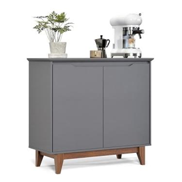 Imagem de Aparador Bancada Sala Decoração Buffet Balcão Jantar Armário Cozinha Cantinho do Café 2 Portas Flow (Cinza)