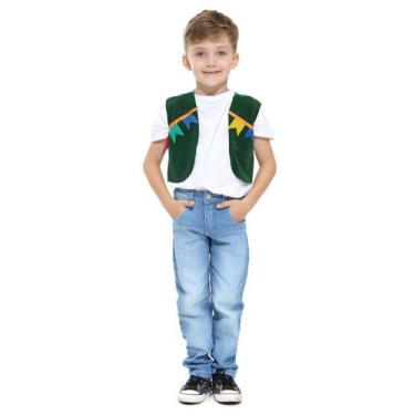 Imagem de Colete Junino Infantil Verde com Bandeirinhas Coloridas - Abrakadabra,