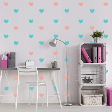 Imagem de Adesivo de Parede Infantil Coração Rosa e Azul
