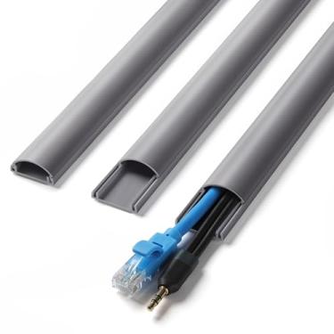Imagem de ZhiYo Capas de cabo para fios na parede, 99 cm (3 x C 33 pol) hider para esconder 1-2 cabos, capas de fio de PVC para cabos de montagem na parede de TV em casa ou escritório, cinza L1 pol x A 0,104 cm