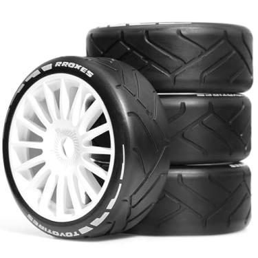 Imagem de 4PCS RC Off-Road Buggy 1:8 Tires and OD 103mm Arrow Pattern Hex 17mm Wheel Rims for 1:8 Scale RC On-Road Racing Car HPI WR8 HSP Hobao ARRMA Redcat Losi Kyosho VRX RC Rally Drift Car (C)