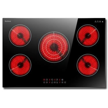 Imagem de Karinear Cooktop Elétrico 30", 5 Bocas, Fogão De Cerâmica 9 Níveis Potência, Pausa, Temporizador, Trava Segurança Para Crianças, Queimadores Expansíveis Anel Triplo, 6900 W, 220 V (Sem Tomada)