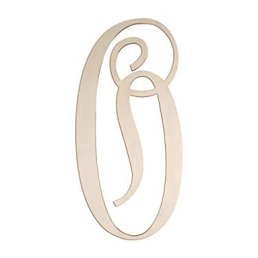 Imagem de Focal20 Letras Cursivas De Madeira O Para Decoração Parede, 14" Grande Monograma Inacabado, Madeira, Artesanato, Recortes Alfabeto, Pintura Faça Você Mesmo, Cabide Porta (O)