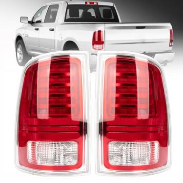 Imagem de GuiTT Luz traseira compatível com Dodge Ram 3500 2013-2018 Dodge Ram 1500 2500/2014-2018 Dodge Ram 3500 e luzes de freio traseiras cromadas com lente clara e vermelha
