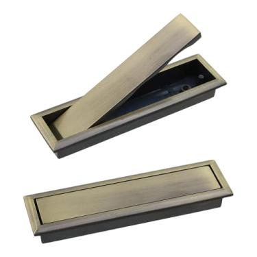 Imagem de HEVSTIL 2 peças de puxador de bolso, puxador de borda, aço inoxidável profissional 304, montagem embutida para porta deslizante com parafusos, bronze
