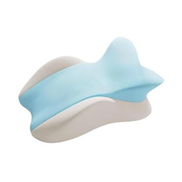 Imagem de IEUDNS Travesseiro triangular de algodão com memória, antiderrapante, design ergonômico para leitura, descanso, apartamento, assistir filmes, Azul