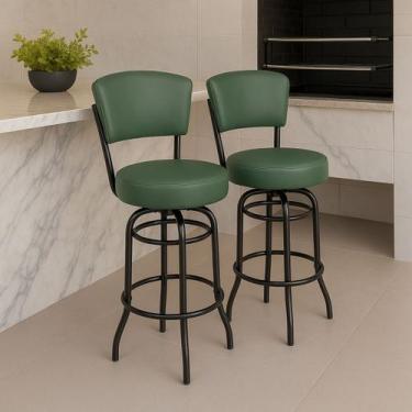 Imagem de Banqueta Bar com Encosto Giratória Altura 65cm cor Preta Assento gross