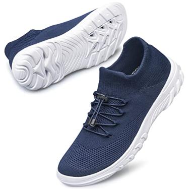 Imagem de DOUSSPRT Tênis de caminhada feminino sem cadarço Hypersoft Sock Tênis aquático casual malha confortável atlético respirável corrida, Azul, 35