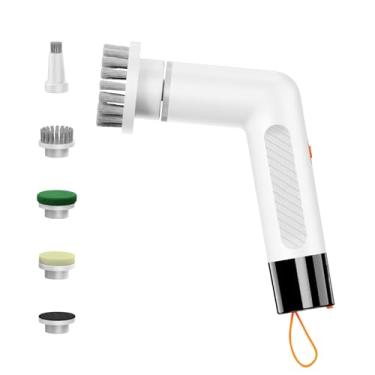 Imagem de Cxqbsmy Esfregão giratório elétrico S3 Mini, esfregão de banheiro para limpeza de banheira, azulejo, janela, pia de cozinha, escova de limpeza elétrica com 5 cabeças de escova substituíveis