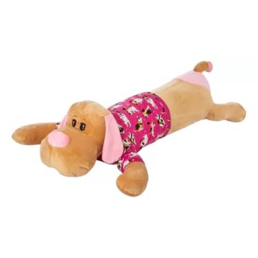 Imagem de Travesseiro Corpo Anatomico Animais Pelúcia Dormir Confortável (Cachorro Pink)