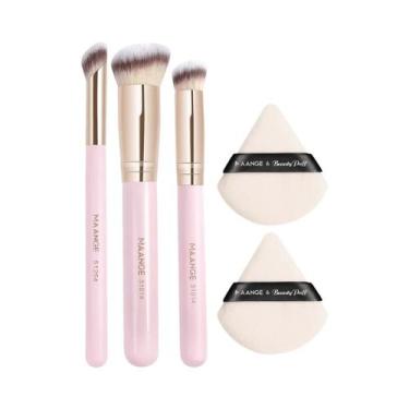 Imagem de 3 Pçs Pincéis De Maquiagem 2 Pçs Triângulo Pó Puff Conjunto Maange Cor