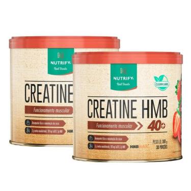 Imagem de 2x Creatina Monohidratada HMB 40+ Nutrify Morango 300g, Morango
