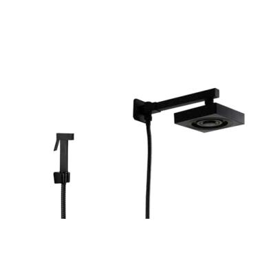 Imagem de Ducha em ABS Quadrada Preta Autolimpante com Ducha de Mão em Metal