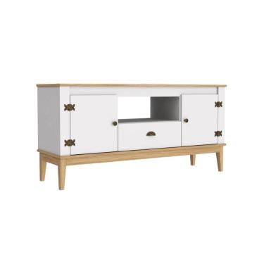 Imagem de Rack Colonial Mel e Branco com 2 Portas e 1 Gaveta para TVs
