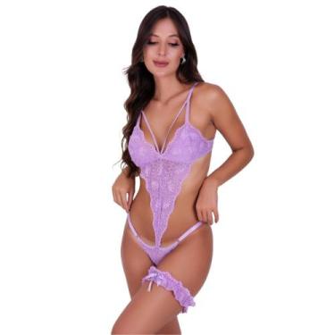 Imagem de Conjunto de Lingerie Sutiã sem Bojo com Strappy e Renda Body com Perne