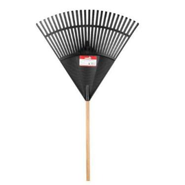 Imagem de Vassoura plástica para grama, 26 dentes, preta, com cabo - NOVE54