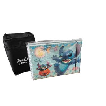 Imagem de Kit Livro De Colorir + Canetinhas Marcador Ponta Dupla 24 Cores. (Kit caderno+ canetinha - AZUL)