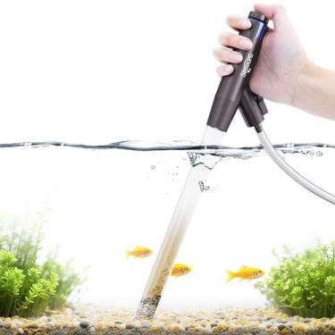 Imagem de Limpador de cascalho a vácuo de aquário ajustável, limpador de aquário sifão para aquários, trocador de água Python manual com botão de pressão de ar, kit de limpeza de aspirador de pó para sucção de