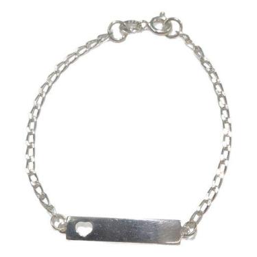 Imagem de Pulseira Chapa Infantil 14cm Prata 925 Gravação E Cx Veludo - Shogun