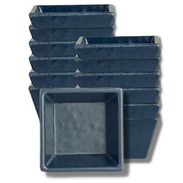 Imagem de Creations Tigelas de melamina ramekin, Steelite Heavy Duty Unbreakable Commercial Foodservice, Cali Harbor Square 10 cm, 3,3 cm de profundidade 85 g, acompanhamentos de lanche com molho empilhável