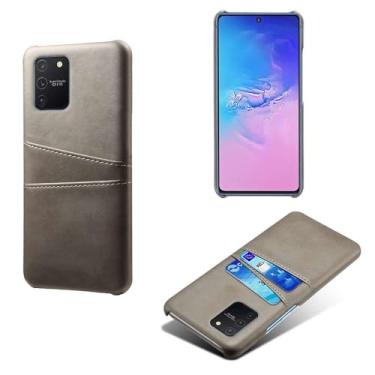 Imagem de Capas Compatível com Samsung Galaxy M80s,Caso de couro PU-Tampa de telefone a prova de choque com 2 slots de cartão,Proteção anti-impressão digital e anti-gota-Grey