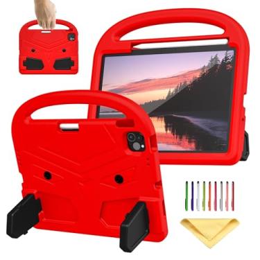 Imagem de UUcovers Capa infantil para iPad Air 11 polegadas M2 (2024) - Air 6ª geração e iPad Pro 11 polegadas M4 2024 (5ª geração) com suporte/porta-lápis/alça leve de EVA macio à prova de choque, vermelho