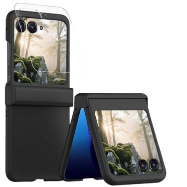 Imagem de Ephoou Capa para Motorola Razr 2025 com proteção de dobradiça, protetor de tela frontal embutido, capa rígida fina à prova de choque para Motorola Razr 60/Razr 2024/Razr 50 DS-preta