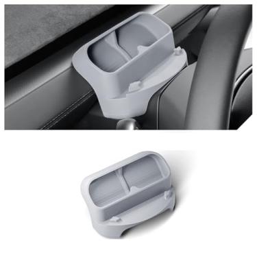 Imagem de STAMOO Compatível com suporte de telefone de silicone Tesla Model Y Juniper 2025 Hud Display Mount Organizers Volante Óculos de sol com caixa de armazenamento (cinza)