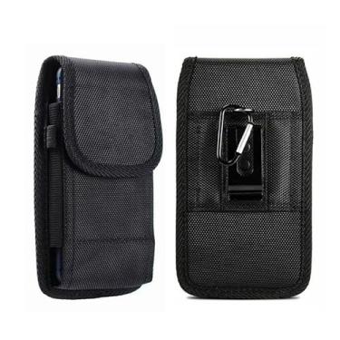 Imagem de SCDIYEER Capa flip para celular, bolsa, bolsa vertical vegana preta [com presilha de cinto, clipe de metal] para Alcatel Go FlipV, MyFlip, TCL Flip3, Blu Cingular Flex 2, Nokia 2720 2760 2780