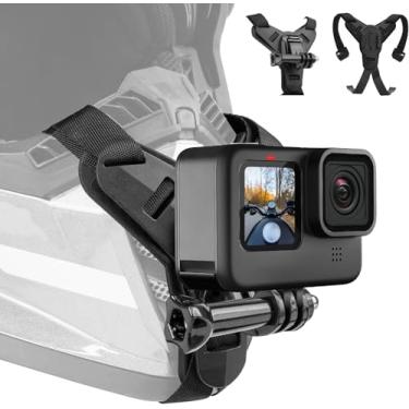 Imagem de Adaptom Suporte de capacete para GoPro, acessório de alça de queixo de motocicleta com extensão J Hook Suporte de bicicleta suja acessórios de montagem para câmera Go Pro Max Hero 12 11 10 9 8 7