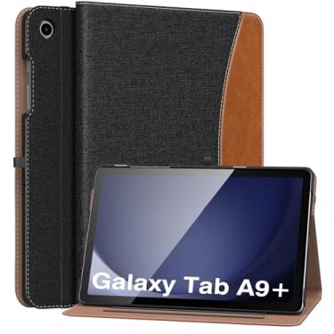 Imagem de MoKo Capa para Samsung Galaxy Tab A9 Plus 27.9 cm 2023 (SM-X210/SM-X216/SM-X218), capa dobrável de couro PU com suporte dobrável com alça de mão, bolso frontal, despertar/hibernar automaticamente,