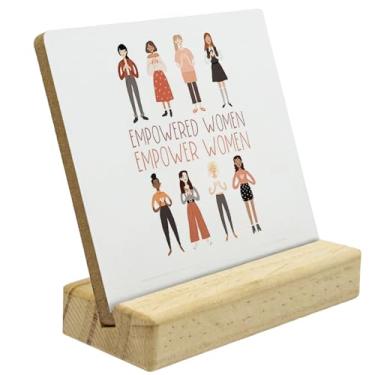 Imagem de UNCDLV Presentes de incentivo, presentes femininos empoderados para meninas, decoração feminista, placa de decoração de mesa de madeira para mulheres empoderadas