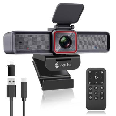Imagem de Angetube Webcam 4K com rastreamento AI, câmera web 4K com controle remoto/zoom digital 10X 1080p 60fps webcam com USB 3.0 HDR/microfones com cancelamento de ruído duplo para chamadas de