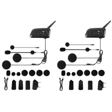 Imagem de Intercomunicador Capacete (2 Unidades), Bidirecional, 1500M, Intercomunicador V6 Plus, Comunicador Capacete Moto, Para Sistema de Comunicação para Esqui, Motocross