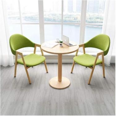 Imagem de Mesa Redonda De Recepção De Escritório Mesa Redonda Pequena Moderna Combinação De Mesa De Recepção E Cadeira De Escritório Varanda Sala De Estar Sala De Estudo C, Yellow