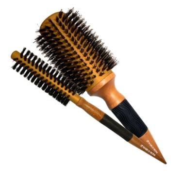 Imagem de KIT 2 ESCOVA PROFISSIONAL THERMAL DUPLA ALTURA CABO MADEIRA 74MM + 32MM REF.: 7822T + 7802T