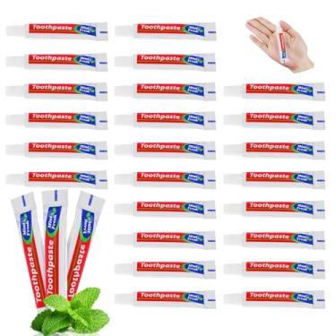 Imagem de HAIFOTRVA Pasta de dente com 300 tubos em massa, pasta de dente pequena extra pequena de 9,9 g, tamanho para viagem, 2 x 9 cm, mini pasta de dente descartável de hortelã-pimenta para hotel, hóspedes,