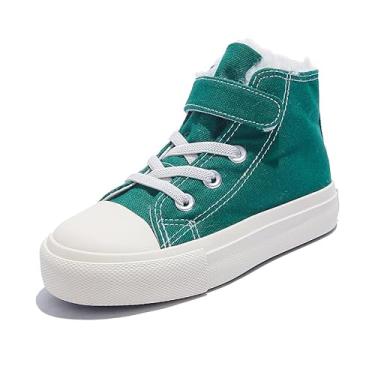 Imagem de Outono e inverno com lã grossa para meninos e meninas, sapatos de algodão quente, sapatos de algodão para esportes de neve de cano alto, botas casuais simples e versáteis, tênis de neve para skate