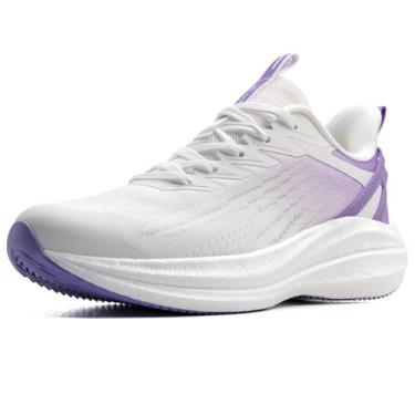 Imagem de OUTJET Tênis de corrida feminino leve acolchoado para caminhada, corrida, viagem, academia – malha respirável, sola macia, ajuste elegante, Roxa, 39